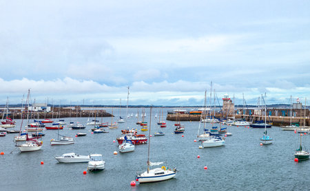 Dublin,  Ireland - July 31, 2013:   Sailing boats in the Howth harborのeditorial素材