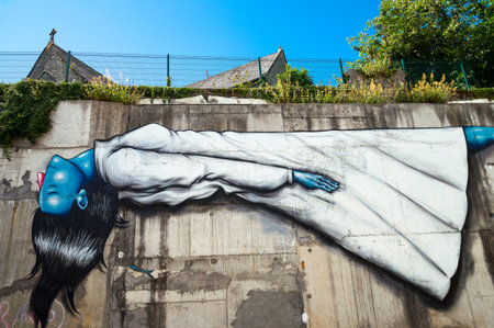 Kilkenny,  Ireland - August 2, 2013: A mural on a wall of Kierans streetのeditorial素材