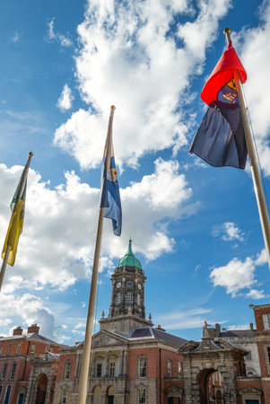 Ireland, Dublin, flags in the upper yard of the Dublin Castleのeditorial素材