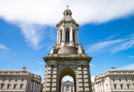 Ireland, Dublin, the Campanile of the Trinity Collegeのeditorial素材