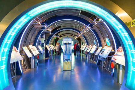 Cherbourg,  France, - May 21, 2012: Normandy,  La Cite De La Mer,  scale models of the SSBN nuclear...