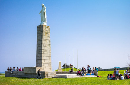 Arromanches,   France - May 23, 2012:  Normandy, tourists in the memorial areai of the second World War landing.のeditorial素材