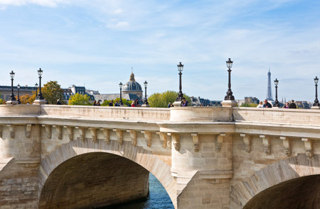 Paris,  France - October 3, 2009: The City Island, people on the New Bridge.のeditorial素材