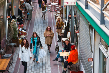 Paris,  France - October 4, 2009:   Port Glignancourt area, people in the Dauphine market.のeditorial素材