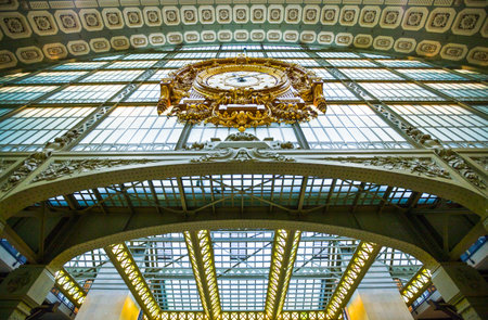 Paris,  France - October 6, 2009: The clock over the entrance of the D'Orsay museum.のeditorial素材