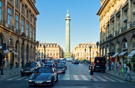 Paris,  France - September 29, 2011:  Place Vendome seen from Rue de Castiglioneのeditorial素材