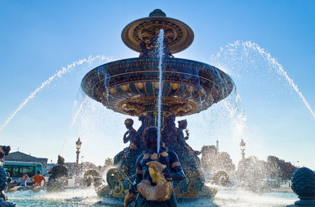 Paris,  France - September 30, 2011: Place de la Concorde, the fountain.のeditorial素材