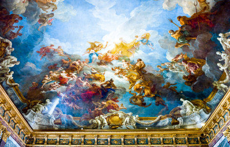 Paris,  France - August 31, 2011: Paintings and decorations in the halls of the Royal Palace of Versailles.のeditorial素材