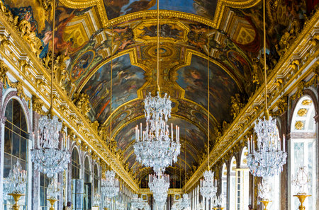 Paris,  France - August 31, 2011: Paintings and decorations in the halls of the Royal Palace of Versailles.のeditorial素材