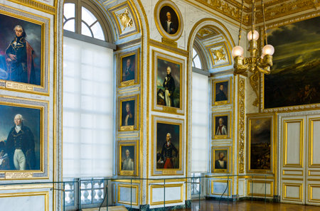 Paris,  France - August 31, 2011: Paintings and decorations in the halls of the Royal Palace of Versailles.のeditorial素材
