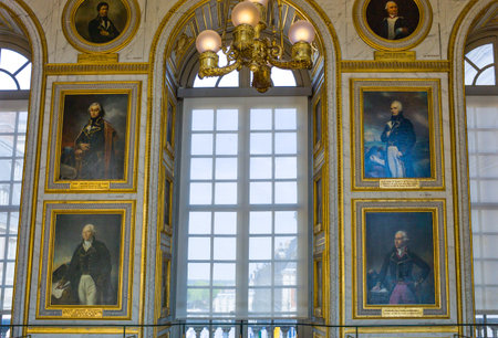 Paris,  France - August 31, 2011: Paintings and decorations in the halls of the Royal Palace of Versailles.のeditorial素材