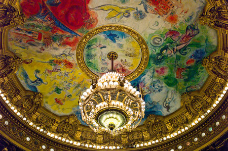 Paris,  France - August 31, 2011: Ceiling paintings of a hall of the OpÃ©ra Garnier palace.