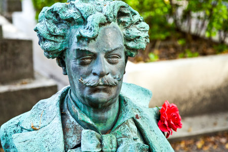 Paris,  France - September 27, 2011:  The AndrÃ© Gill bust in the PÃ©re Lachaise cemetery.のeditorial素材