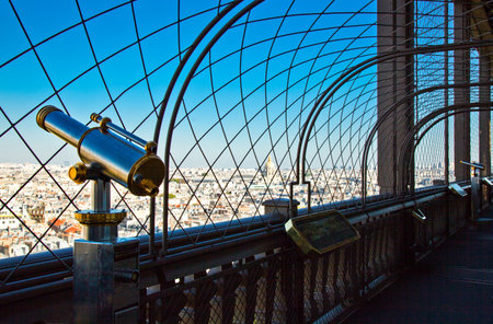 Paris,  France - September 28, 2011: View on the city from the lookout of the Eiffel tower.のeditorial素材