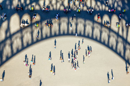 Paris, people on the basement seen from the top of the Eiffel tower.