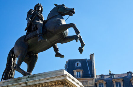 Paris, the Louis XIV equestrian statue in Place des Victoiresのeditorial素材