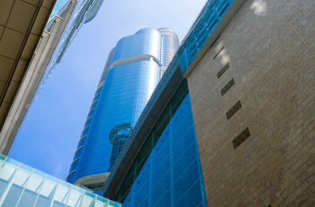 Hong Kong, China - September 22, 2007: The buildings of the commercial center Langham Place in the Kowloon peninsula.のeditorial素材