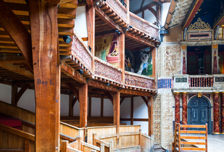 London, England - January 30, 2012:  The Shakespeare's  Globe theatre rebuilded with the same materials and tecniques of the originalのeditorial素材