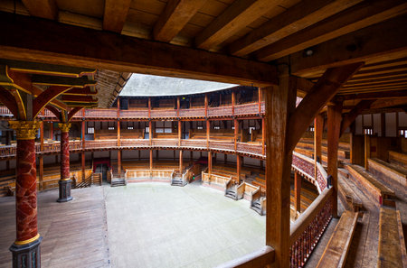 London, England - January 30, 2012:  The Shakespeare's  Globe theatre rebuilded with the same materials and tecniques of the originalのeditorial素材