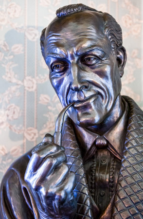 London, England - January 27, 2012: The Sherlock Holmes bust in the house in Baker streetのeditorial素材
