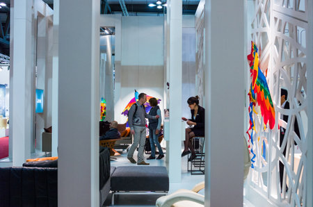 Milan, Italy - April 22, 2012:  People in the Furnishing Accessorier Exhibition in the Milan Fairのeditorial素材