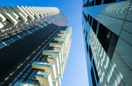 Milan, Italy - January 24, 2015: Porta Nuova, the Three Residential  Towers Solaria Solea and Ariaのeditorial素材