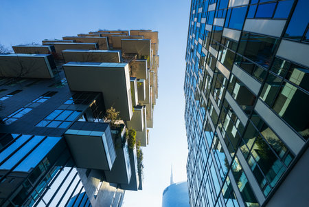 Milan, Italy - January 24, 2015: Porta Nuova, the Bosco Verticale towersのeditorial素材