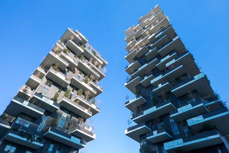 Milan, Italy - January 24, 2015: Porta Nuova, the Bosco Verticale towers