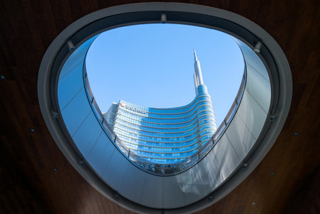 Milan, Italy - January 25, 2015:  Porta Nuova, the Unicredit Towerのeditorial素材