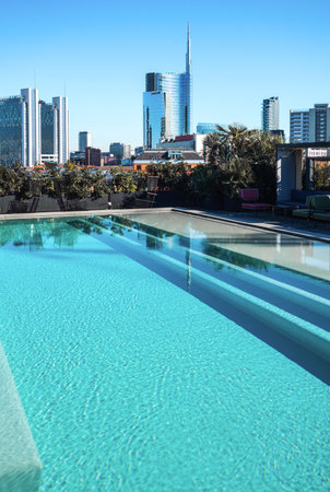 Milan, Italy - January 25, 2015:  The Porta Nuova towers seen from the Ceresio 7 resortのeditorial素材