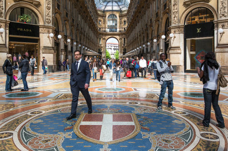 Milan, Italy - April 12, 2012: People in the Vittorio Emanuele galleryのeditorial素材