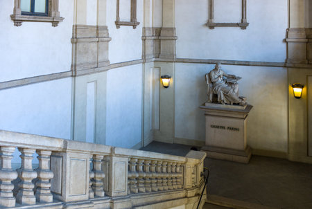 Italy, Milan, the Parini statue in the staircase of the Pinacoteca of Breraのeditorial素材