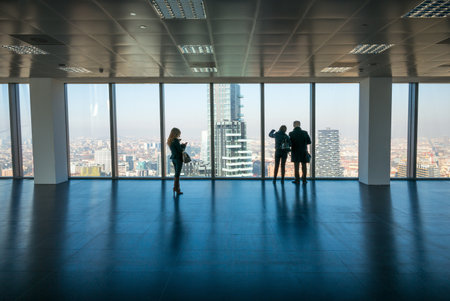 Milan, Italy - February 9, 2015: Porta Nuova, panoramic view from the Diamond Tower insideのeditorial素材