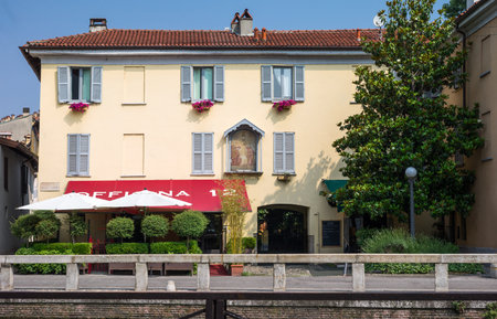 Milan, Italy - June 8, 2013: A  restaurant in the Navigli quarterのeditorial素材