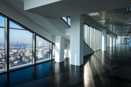 Milan, Italy - February 9, 2015: Porta Nuova, panoramic view from the Diamond Tower insideのeditorial素材