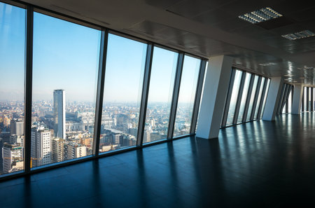 Milan, Italy - February 9, 2015: Porta Nuova, panoramic view from the Diamond Tower insideのeditorial素材