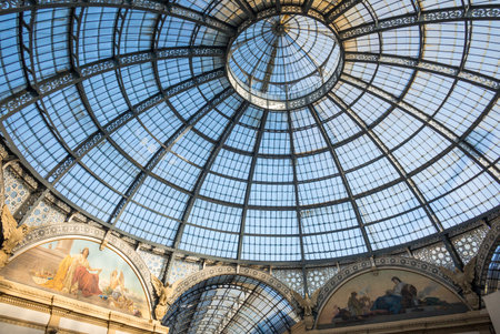 Milan, Italy - February 10, 2015: The glass ceiling of the Vittorio Emanuele Galleryのeditorial素材