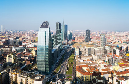 Milan, Italy - February 12, 2015: City scape from the Grattacielo of Della Repubblica squareのeditorial素材