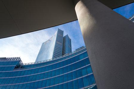 Milan, Italy - February 8, 2015: Porta Nuova, the Palazzo Lombardia Towersのeditorial素材