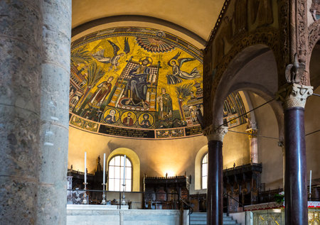 Italy, Milan, the Sant'Ambogio church interiorのeditorial素材