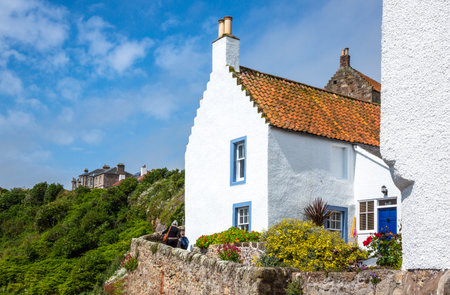 Crail, Scotland - July 26, 2012:  Fife area, traditional houses of the village.のeditorial素材