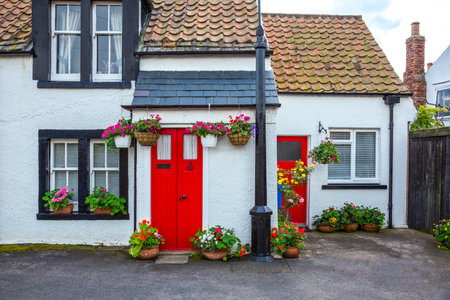 Crail, Scotland - July 26, 2012:  Fife area,traditional houses of the village.のeditorial素材