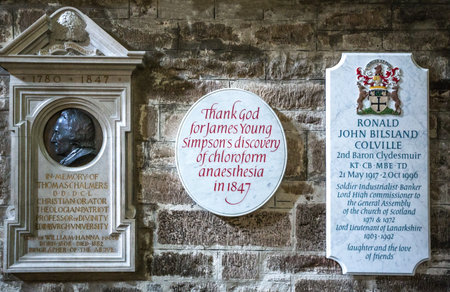 Edinburgh, Scotland - JULY 28, 2012: Memorials in the St. Gile's cathedral interior.のeditorial素材