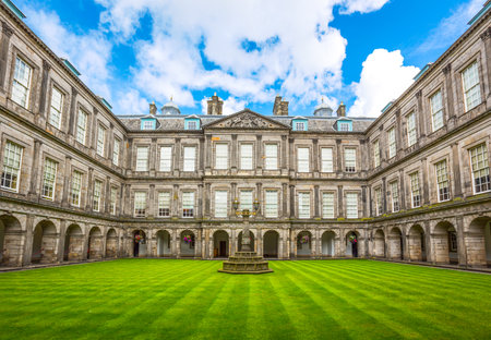 Edinburgh, Scotland - July 28, 2012: The Quadrangle of the Holyroodhouse Palace.のeditorial素材