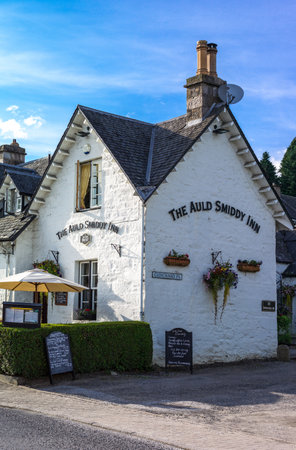 Pitlochry, Scotland - July 25, 2012: Highlands, a traditional restaurant in Cloichard place.のeditorial素材