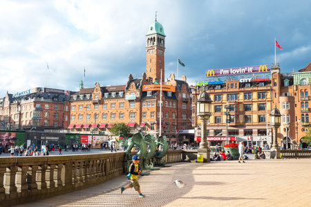 Copenhagen, Denmark - July 20, 2015: People in the City Hall saquareのeditorial素材