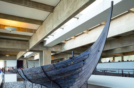 Roskilde, Denmark - July 23, 2015: Visitors in the Viking Ship Museumのeditorial素材