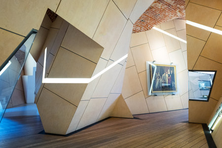 Copenhagen, Denmark - July 22, 2015: The modern architecture of the Danish Jewish museumのeditorial素材