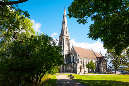 Copenhagen, Denmark - July 20, 2015: Longeline quarter, the St. Alban churchのeditorial素材