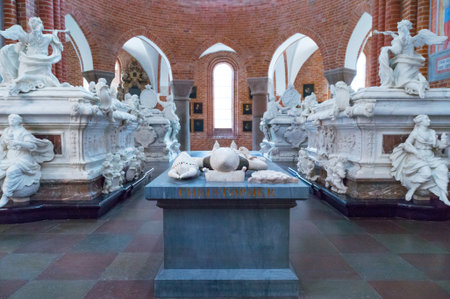 Roskilde, Denmark - July 23, 2015: The chancel with the Royal tombs in the medieval Cathedralのeditorial素材